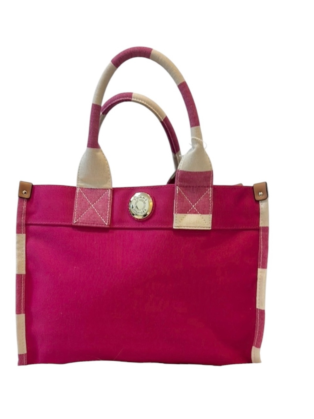 Tommy Hilfiger Pink and Cream Canvas Tote